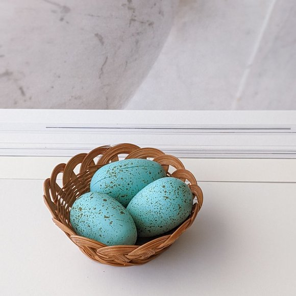 Handmade Accents Set Of 3 Handpainted Robins Egg Blue Mini Wooden